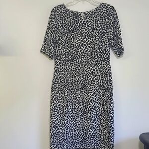 Talbots Black, Gray  and White Midi Dress Sz 10